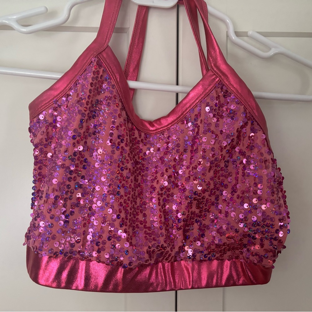 Pink Sequin Crop Top